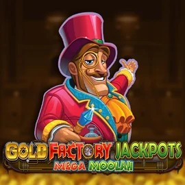 Gold Factory Jackpots Mega Moolah by Aurum Signature Studios, showcased at spindynastys.com – game logo