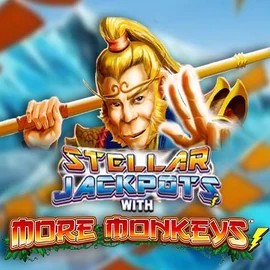 Stellar Jackpots with More Monkeys online game logo by Lightning Box Game on spindynastys.com